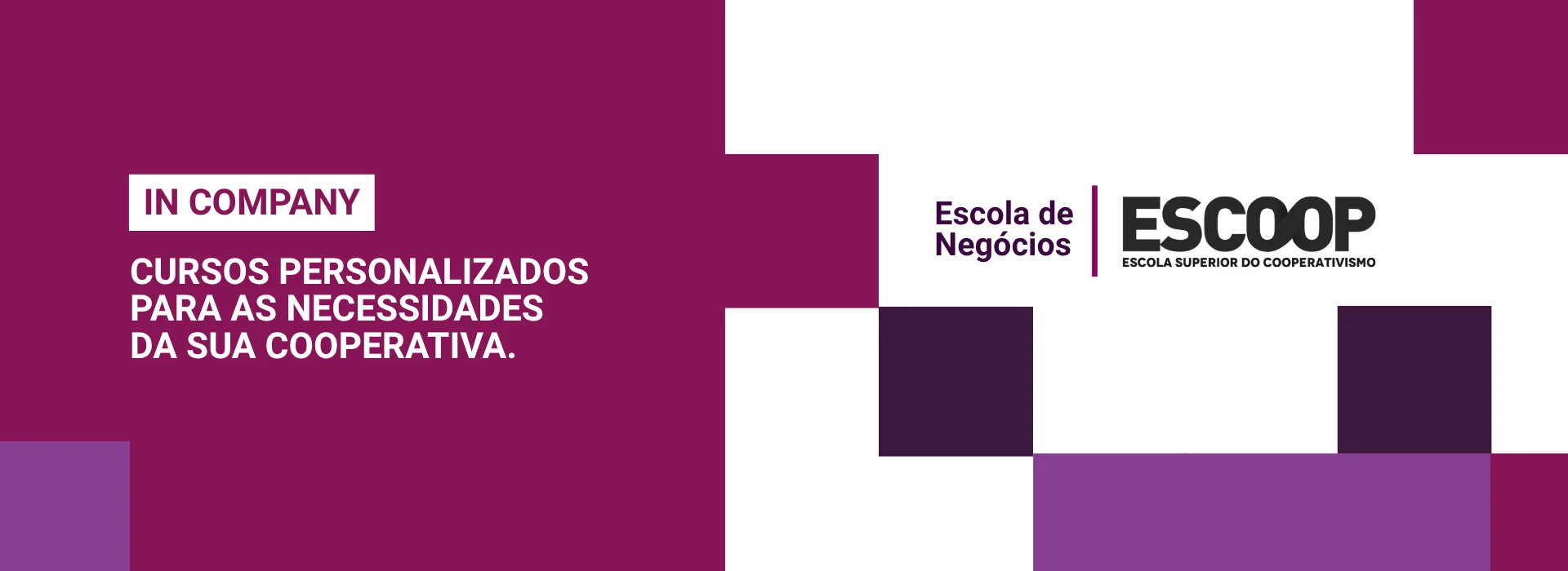 Cards informando sobre In company Cursos personalizados para as necessidades da sua cooperativa